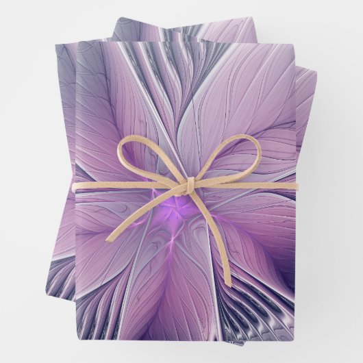  roze bloemmoderne Abstracte fractal kunst Inpakpapier Vel (In situ)