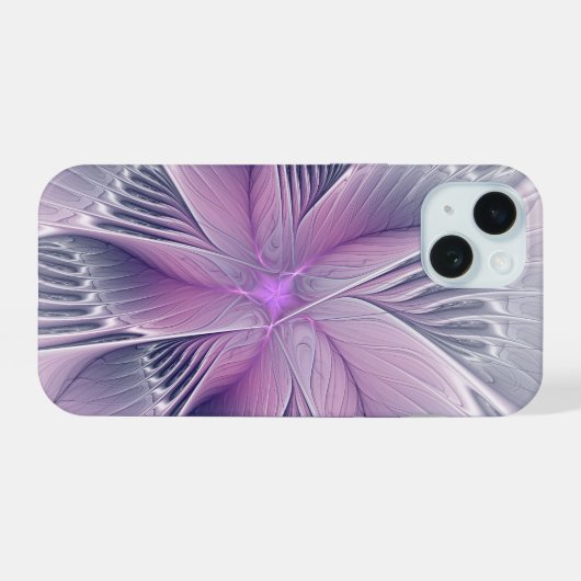  roze bloemmoderne Abstracte fractal kunst iPhone 15 Case (Achterkant horizontaal)