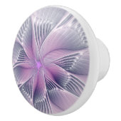  roze bloemmoderne Abstracte fractal kunst Keramische Knop (Rechts)