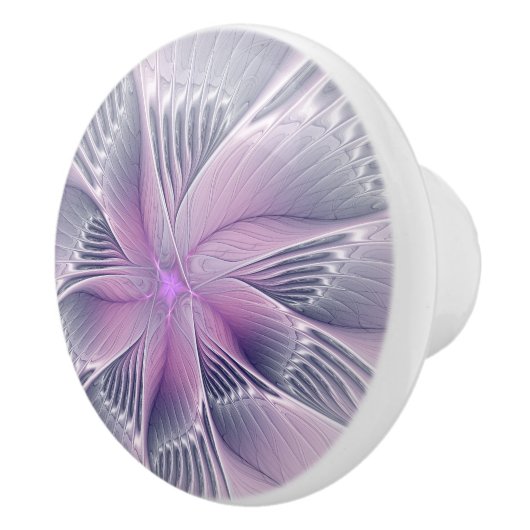  roze bloemmoderne Abstracte fractal kunst Keramische Knop (Rechts)