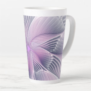  roze bloemmoderne Abstracte fractal kunst Latte Mok