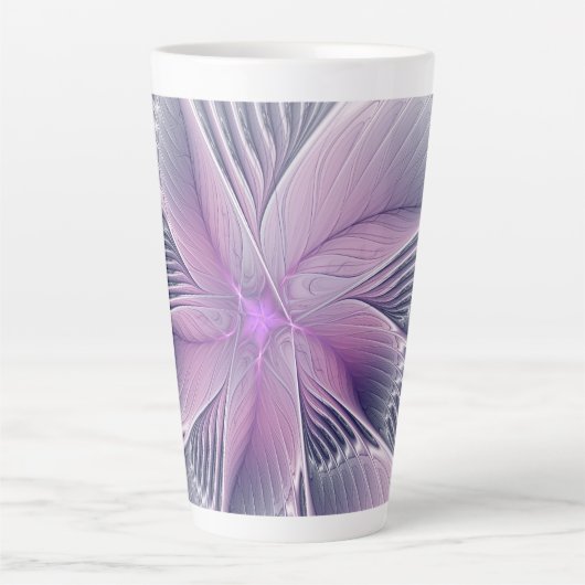  roze bloemmoderne Abstracte fractal kunst Latte Mok (Voorkant)