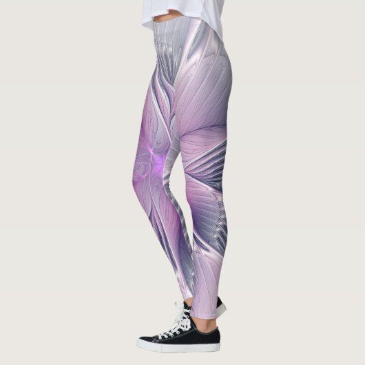  roze bloemmoderne Abstracte fractal kunst Leggings (Links)