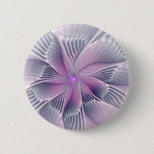  roze bloemmoderne Abstracte fractal kunst Ronde Button 5,7 Cm