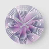  roze bloemmoderne Abstracte fractal kunst Ronde Klok (Voorkant)