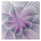  roze bloemmoderne Abstracte fractal kunst Tegeltje (Voorkant)