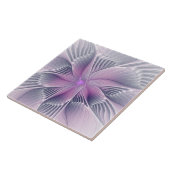  roze bloemmoderne Abstracte fractal kunst Tegeltje (Zijkant)