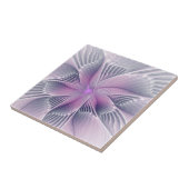  roze bloemmoderne Abstracte fractal kunst Tegeltje (Zijkant)