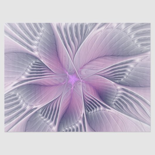 roze bloemmoderne Abstracte fractal kunst Tissuepapier (Voorkant)