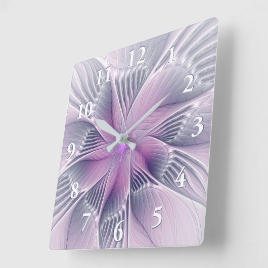  roze bloemmoderne Abstracte fractal kunst Vierkante Klok (Hoek)