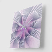  roze bloemmoderne Abstracte fractal kunst Vierkante Klok (Hoek)