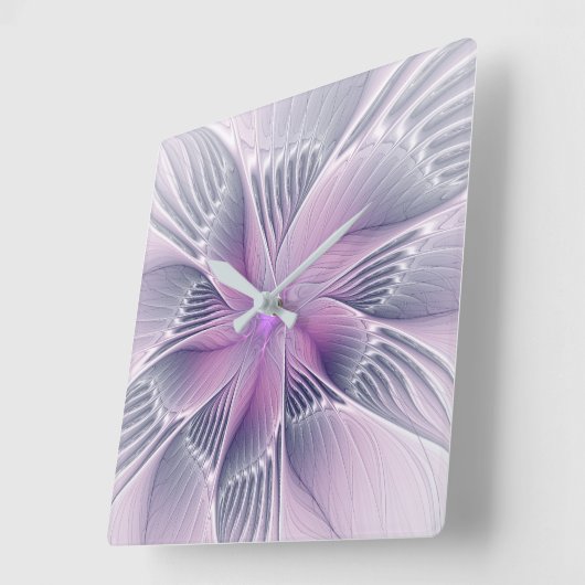  roze bloemmoderne Abstracte fractal kunst Vierkante Klok (Hoek)