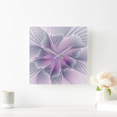  roze bloemmoderne Abstracte fractal kunst Vierkante Klok (Huis)