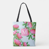 Roze  bloemmonogram gepersonaliseerd tote bag (Achterkant)