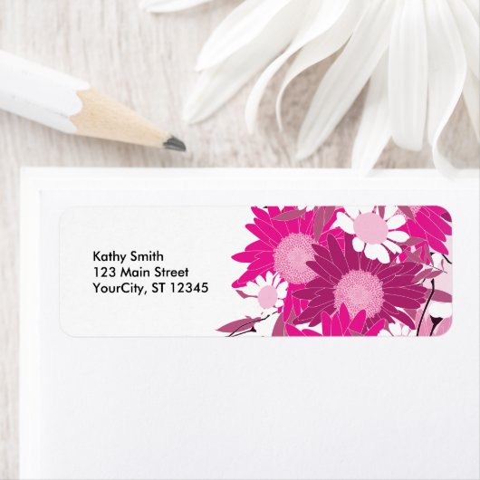  roze bloemmotief aangepaste Adresetiketten Etiket (Insitu)