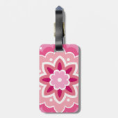 Roze & Bloemmotief Bagagelabel (Achterkant verticaal)