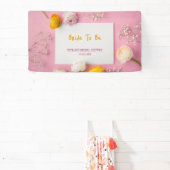 Roze bloemmotief Bruidsmeisjesfeest Spandoek (Insitu)