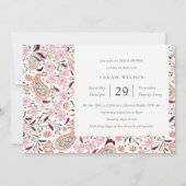 Roze bloemmotief bruiloft uitnodiging (Voorkant)