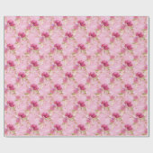 Roze bloemmotief cadeaupapier (Vlak)