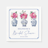 Roze bloemmotief Chinoiserie Gingerpot Bruiloftsfe Servet (Voorkant)