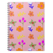 Roze bloemmotief – Elegante handgetekende bloemmol Notitieboek (Voorkant)