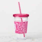 Roze bloemmotief en monogram acryl drinkbeker (Links)