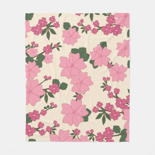 Roze bloemmotief fleece deken (Voorkant)