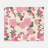 Roze bloemmotief fleece deken (Voorkant (Horizontaal))