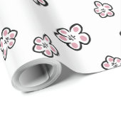 roze bloemmotief inpakpapier (Rol Hoek)