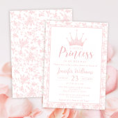 Roze bloemmotief kleine prinses baby shower kaart