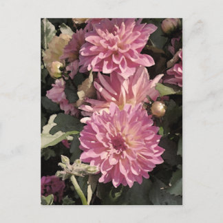 Roze bloemmotief kunst van Renee Lavoie Briefkaart