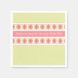 Roze bloemmotief met lichtgroen servet