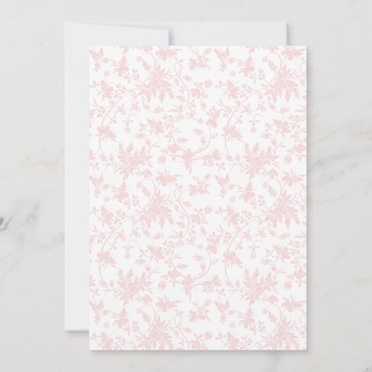 Roze bloemmotief met meisje wieg baby shower kaart (Achterkant)