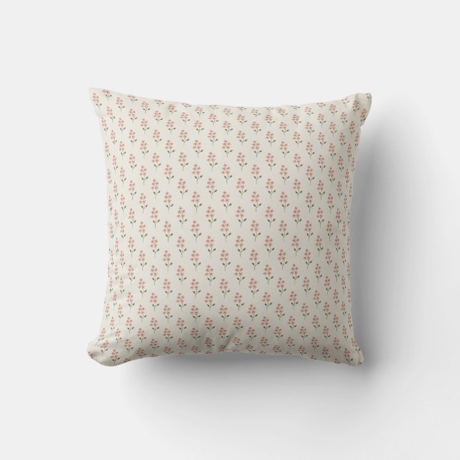 Roze Bloemmotief Minimalistische Worp Kussen (Voorkant)