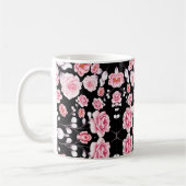  roze bloemmotief monogram koffiemok (Links)
