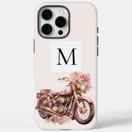 Roze bloemmotief motor monogram Case-Mate iPhone case (Achterkant)