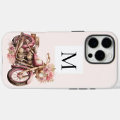Roze bloemmotief motor monogram Case-Mate iPhone case (Achterkant (horizontaal))