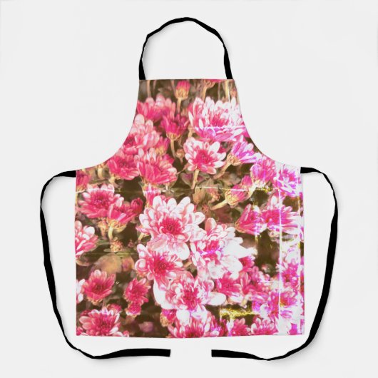 Roze Bloemmotief Ontwerp Schort (Voorkant)