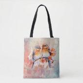 Roze bloemmotief over de hele stof tote bag (Voorkant)