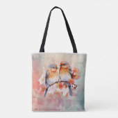 Roze bloemmotief over de hele stof tote bag (Achterkant)