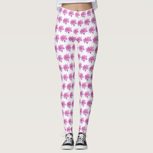 Roze bloemmotief Roze Daisies Leggings (Voorkant)