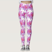 Roze bloemmotief Roze Daisies Leggings (Voorkant)