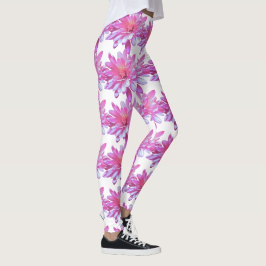 Roze bloemmotief Roze Daisies Leggings (Rechts)