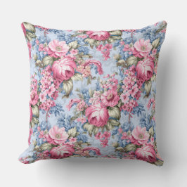 Roze Bloemmotief Vintage Kussen
