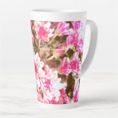 Roze Bloemmotief – Zachte Botanische Ontwerp Latte Mok (Rechterhoek)