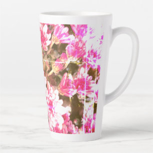 Roze Bloemmotief – Zachte Botanische Ontwerp Latte Mok