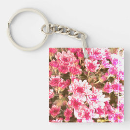 Roze Bloemmotief – Zachte Botanische Ontwerp Sleutelhanger