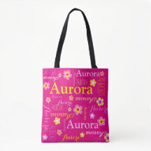 Roze bloemnaam Aurora art canvas tas