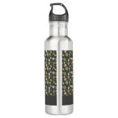 Roze bloemnaam waterverf groen waterfles  (Achterkant)