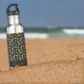 Roze bloemnaam waterverf groen waterfles 